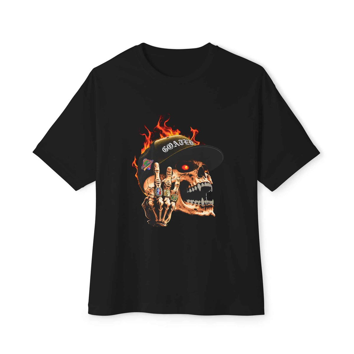 GOATED Skull Unisex Oversized Boxy Tee - Black, S image
