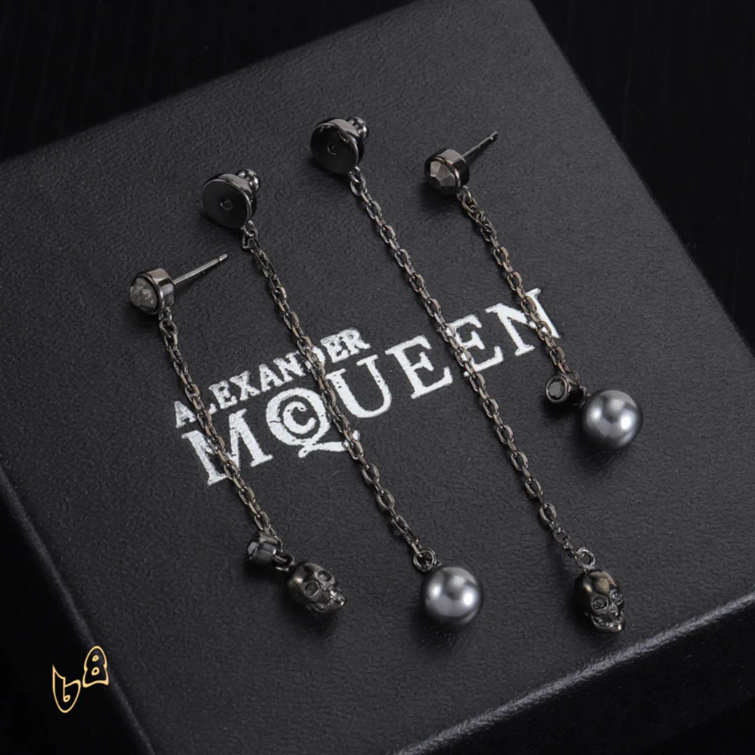 McQueen Silver Chain Skull Drop Earrings - MCQ0022 image 4