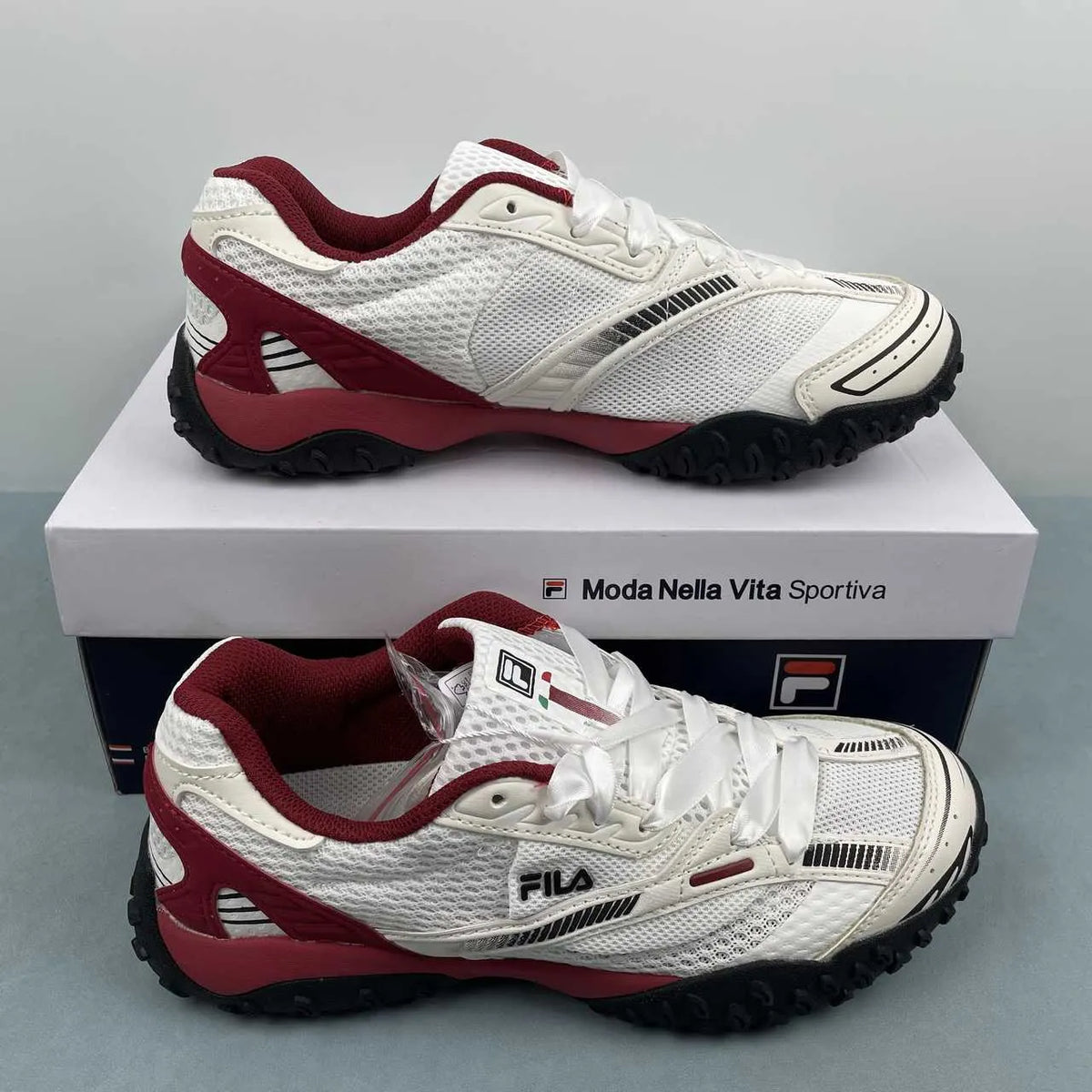 FL Echappe 2 White and Wine-Red Shoes Sneakers - nk0005392 image 2