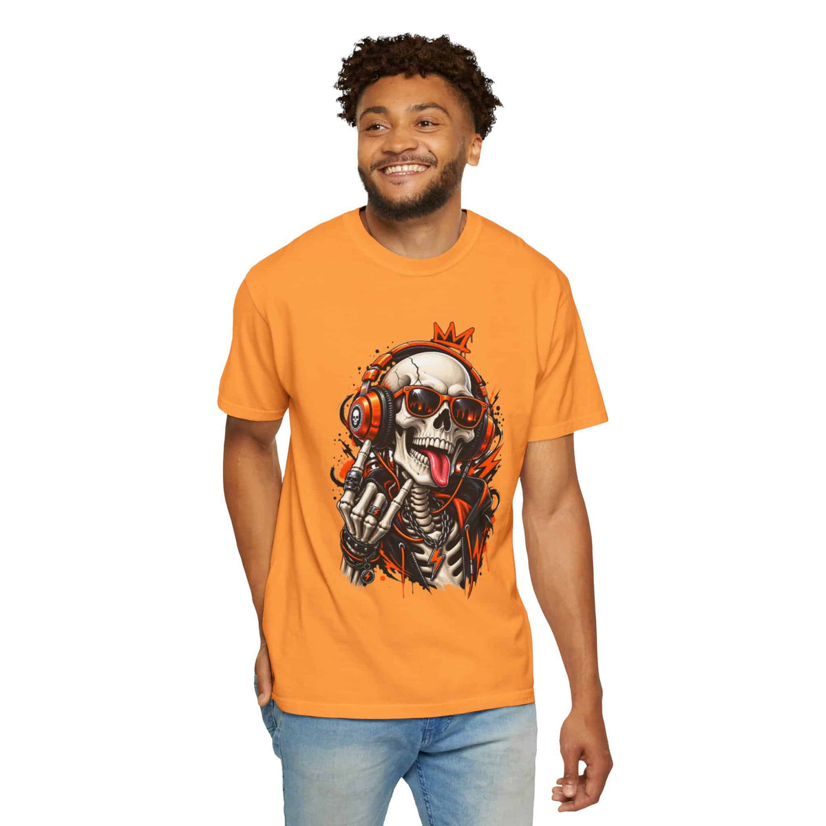 Neon Skull DJ Unisex Garment-Dyed T-shirt image 72