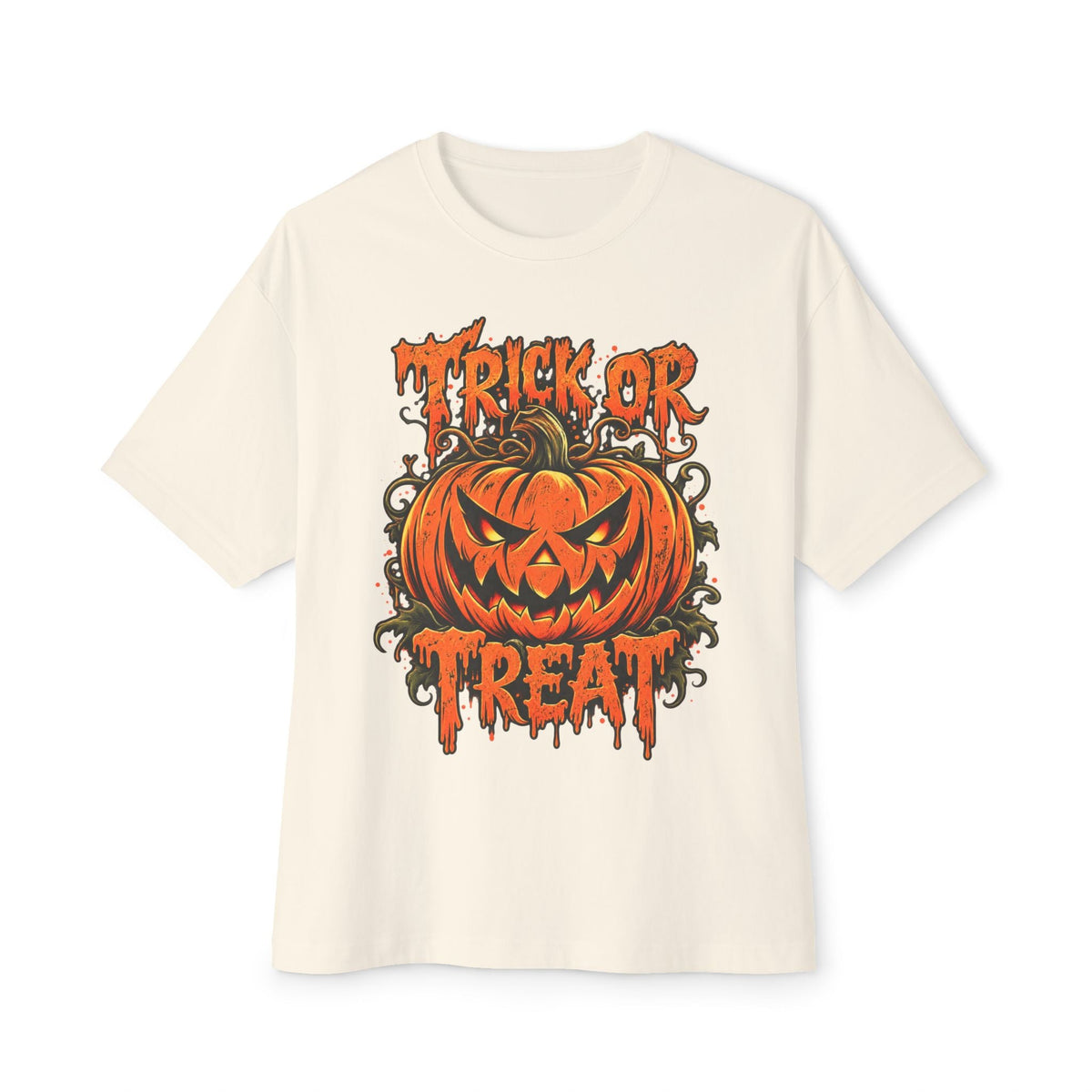 Trick or Treat Unisex Oversized Boxy Tee - Natural, L image