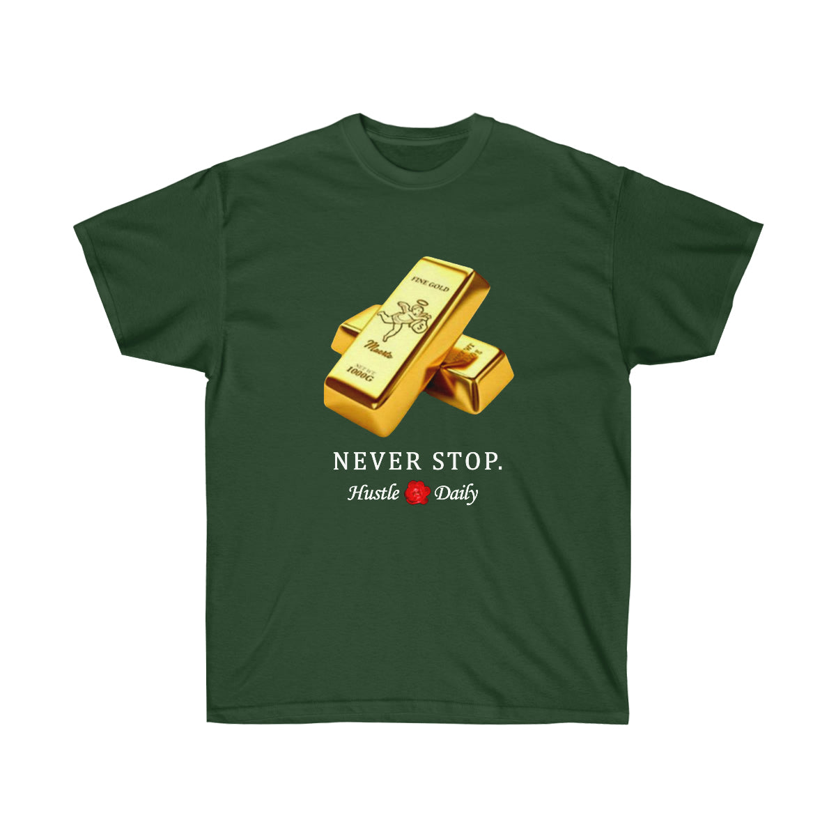 Rap Never Stop Hustle Daily Men T-Shirt - Forest Green, 3XL image