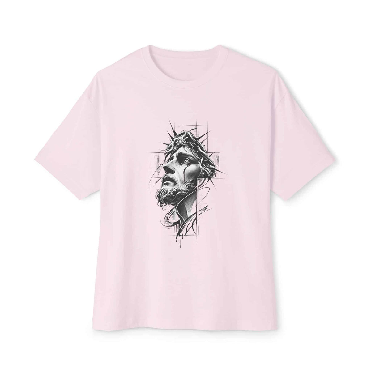 Crown of Faith 1 Unisex Oversized Boxy Tee - Soft Pink, XS image