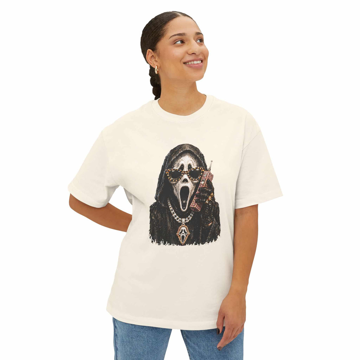 Halloween Ghostface Unisex Oversized Boxy Tee image 8