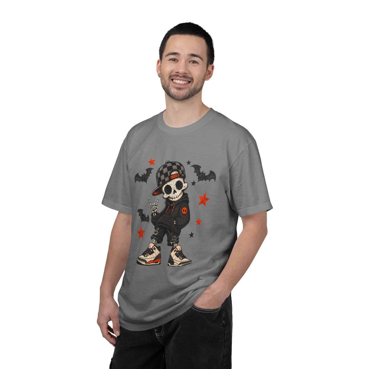 Boy Skeleton Halloween Unisex Garment-Dyed T-shirt image 67
