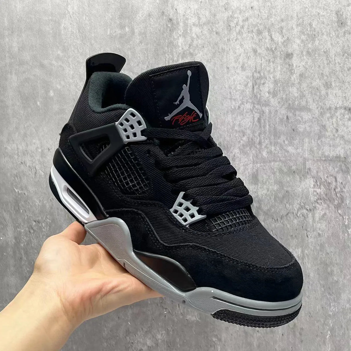 AJ 4 Retro Black Canvas Shoes Sneakers - nk0002275 image 13