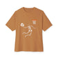Halloween Basketball Skeleton Unisex Oversized Boxy Tee - Toast, L image