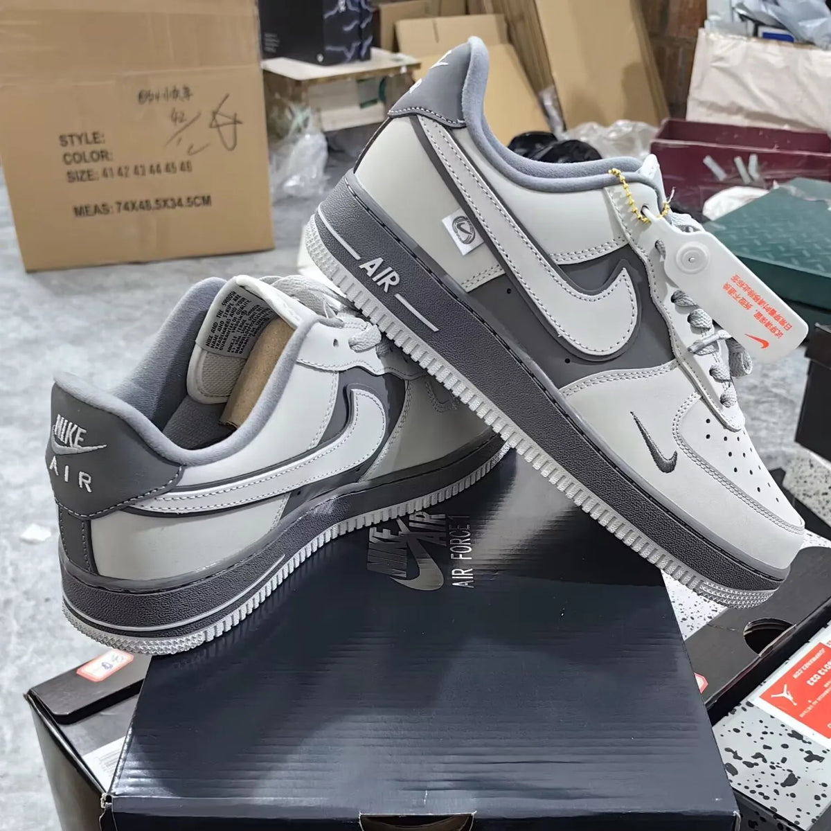 AF 1 Double White Grey Shadow Shoes Sneakers - nk0004064 image 3