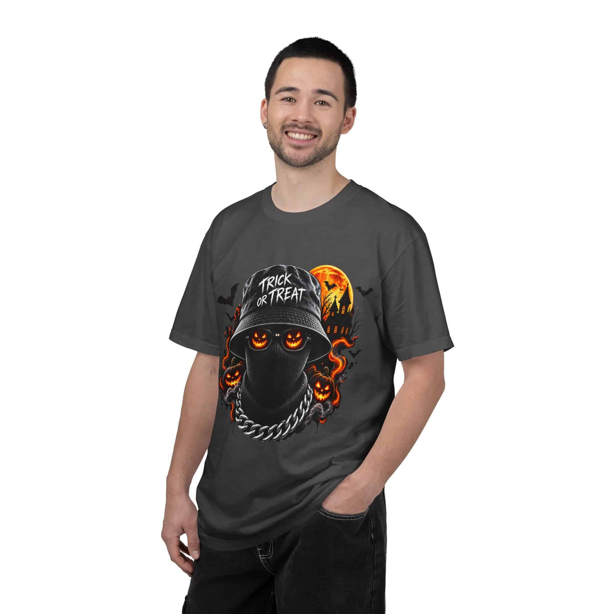 Spooky Streetwear Masked Unisex Garment-Dyed T-shirt image 76