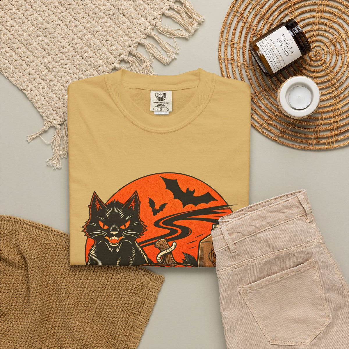 Midnight Cat Unisex Garment-Dyed T-shirt image 43