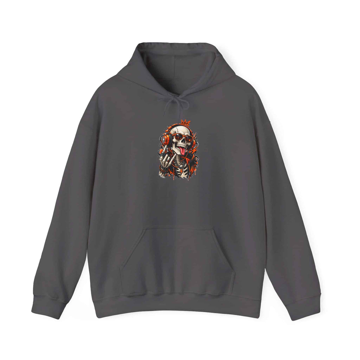 Neon Skull DJ Hooded Sweatshirt - S, Charcoal image