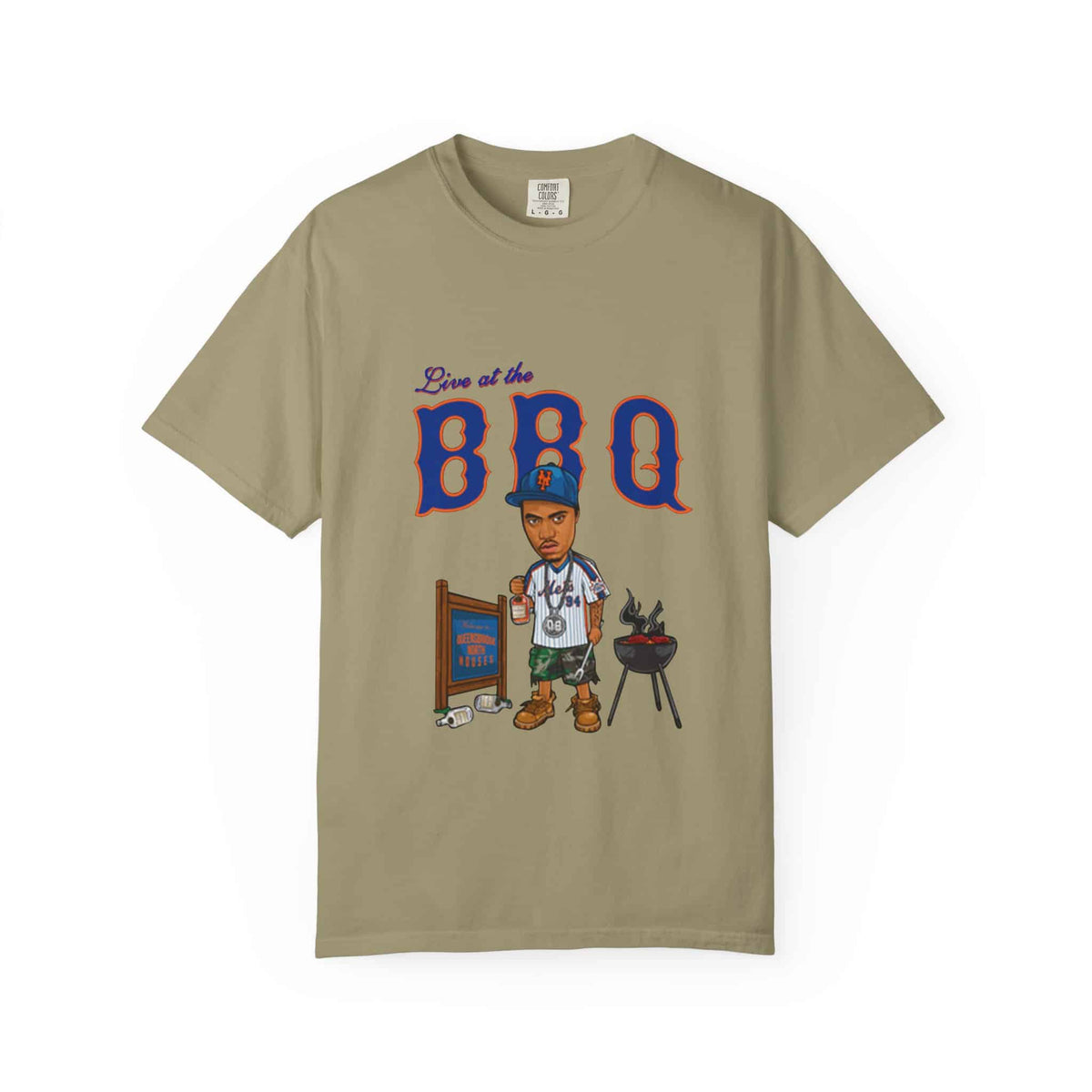 Rap Nas Live At The BBQ Unisex Garment-Dyed T-shirt image
