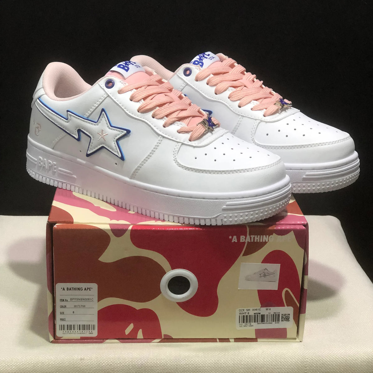A Bathing Ape Bape Sta BAPY White Pink Shoes Sneakers - nk0005513 image 4