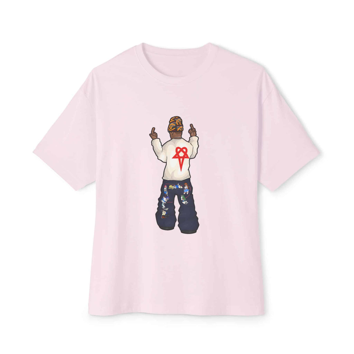 Rebel Attitude Unisex Oversized Boxy Tee - Soft Pink, M image