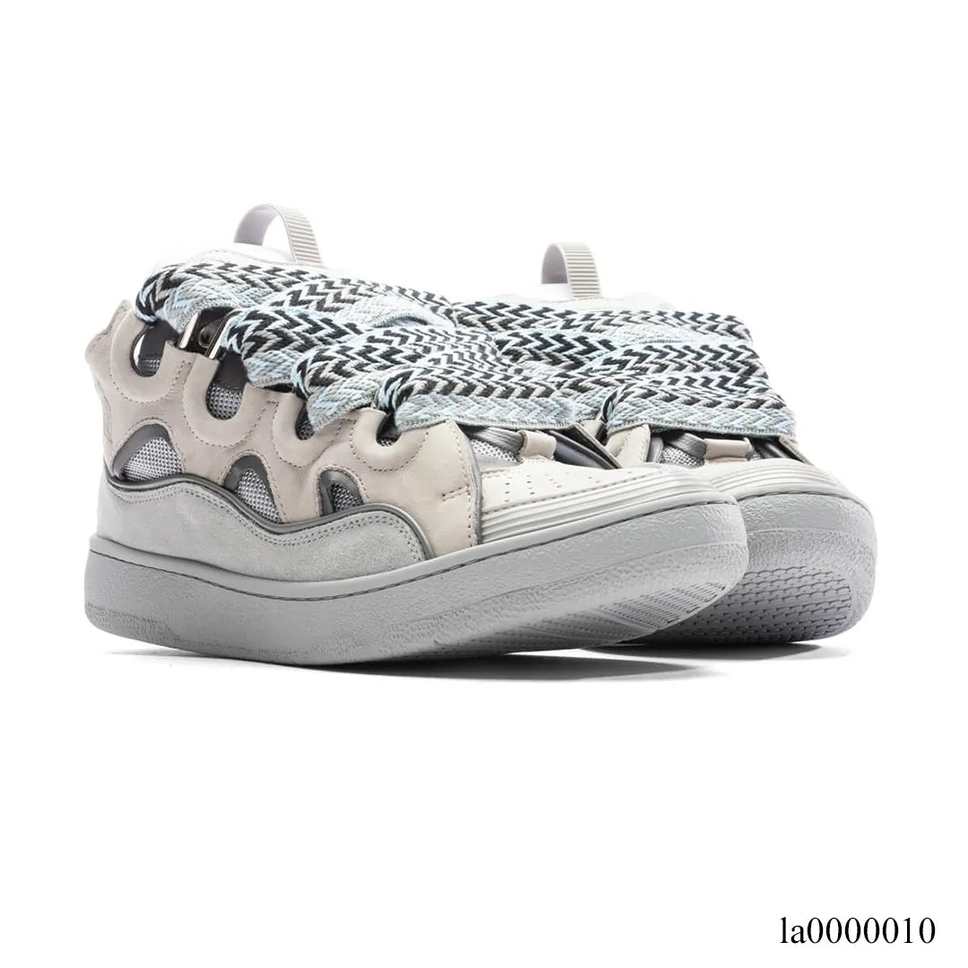 Lanvin Leather Curb Light Grey Blue Shoes Sneakers - la0000010 image 1