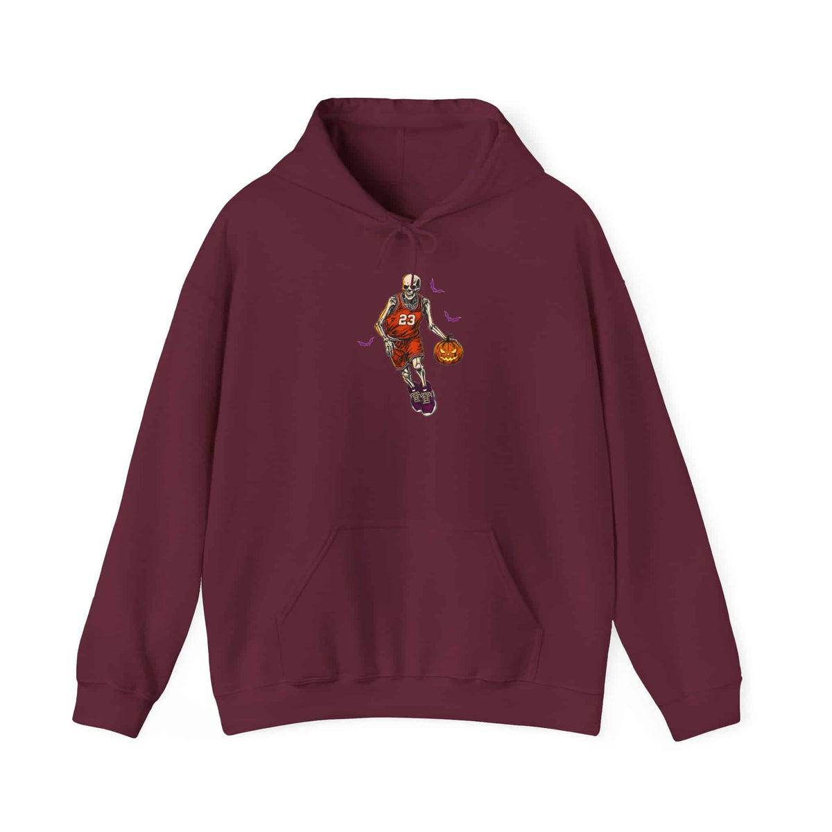 Halloween Basketball Hooded Sweatshirt - 4XL, Maroon image