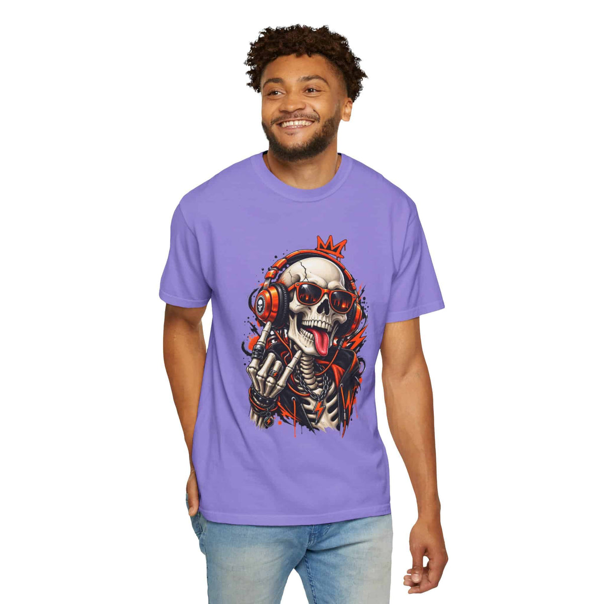 Neon Skull DJ Unisex Garment-Dyed T-shirt image 82