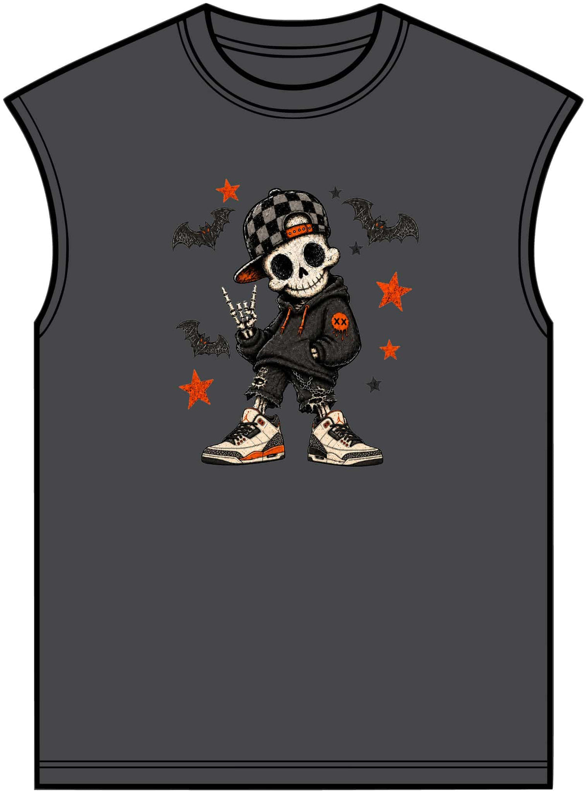 Boy Skeleton Halloween Unisex Garment-Dyed Muscle Tee image