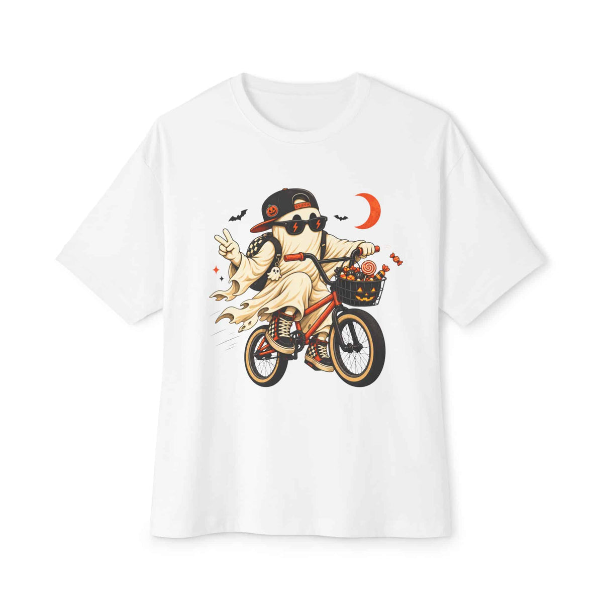 Ghost Rider BMX Unisex Oversized Boxy Tee - White, 3XL image