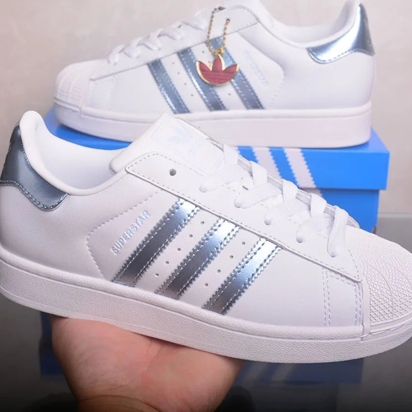 AD Superstar White Silver Metallic Shoes Sneakers - nk0005445 image 10
