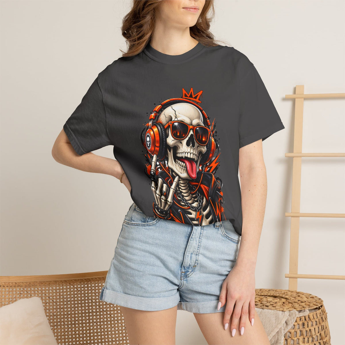 Neon Skull DJ Unisex Garment-Dyed T-shirt image 128