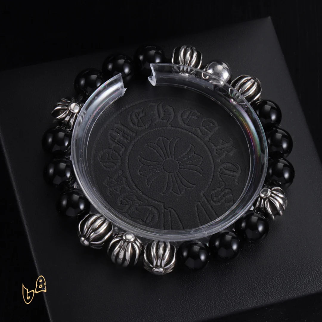 CH Cross Flower Ball Bracelet  - CH0073 - Black image