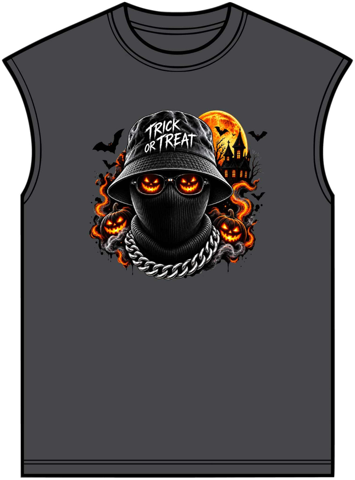 Spooky Streetwear Masked Unisex Garment-Dyed Muscle Tee image