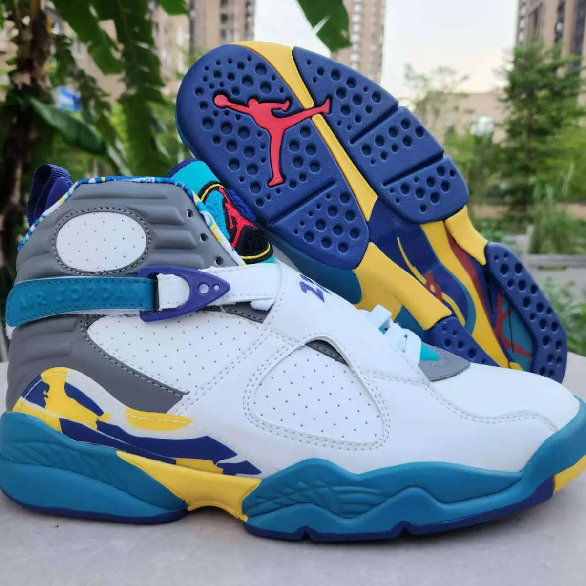 AJ 8 White Aqua Shoes Sneakers - nk0004142 image 5