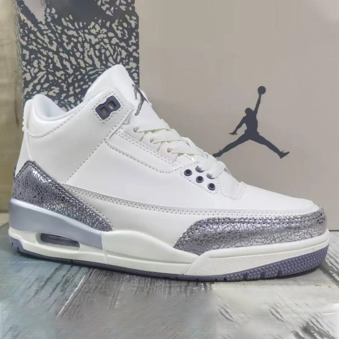 AJ 3 Sail/Metallic Silver Shoes Sneakers – nk0004372 image 6