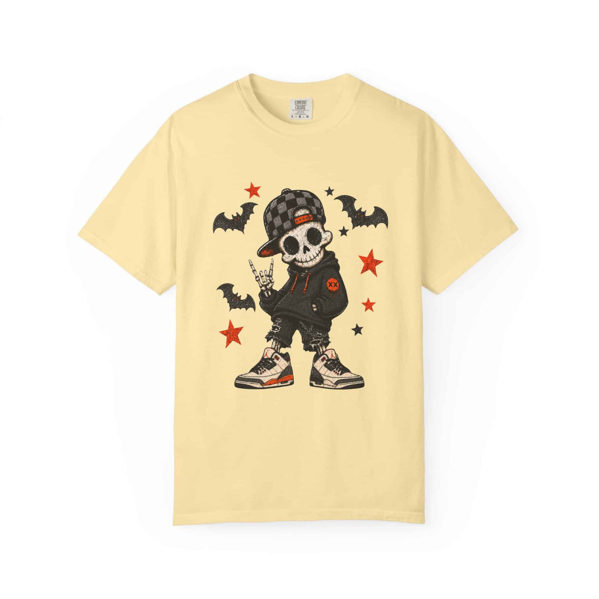 Boy Skeleton Halloween Unisex Garment-Dyed T-shirt image