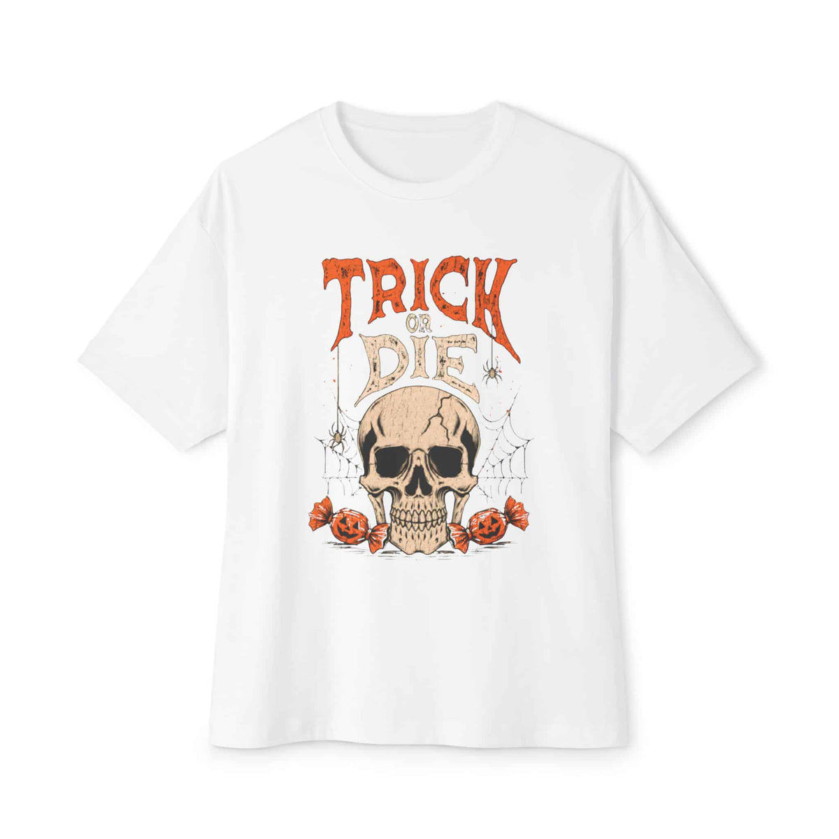 TRICK OR DIE Unisex Oversized Boxy Tee - White, XL image