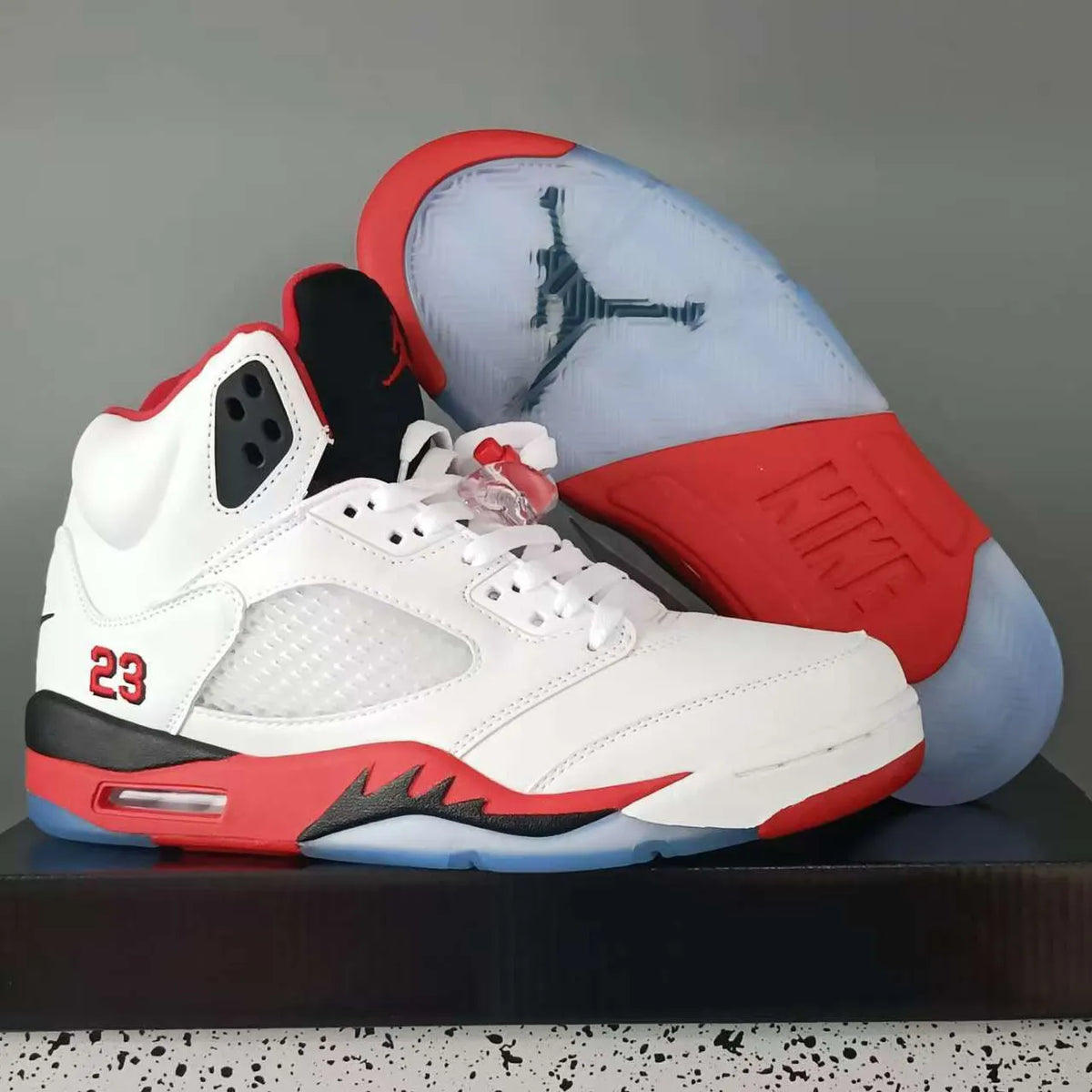 AJ 5 Retro OG "Fire Red" (Black Tongue) Shoes Sneakers - nk0005627 image 4