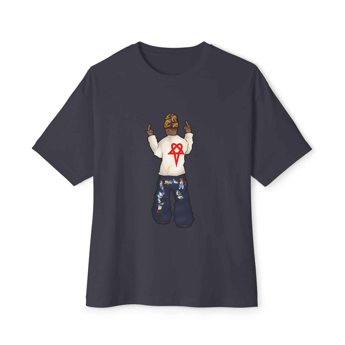 Rebel Attitude Unisex Oversized Boxy Tee - Dark Grey, M image