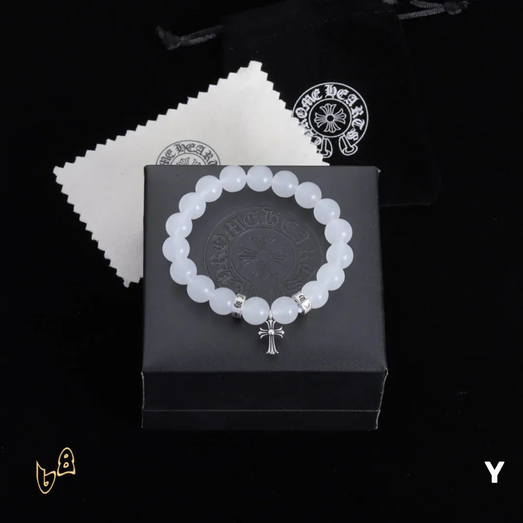 CH Beaded Cross Bracelet - CH0070 - White image