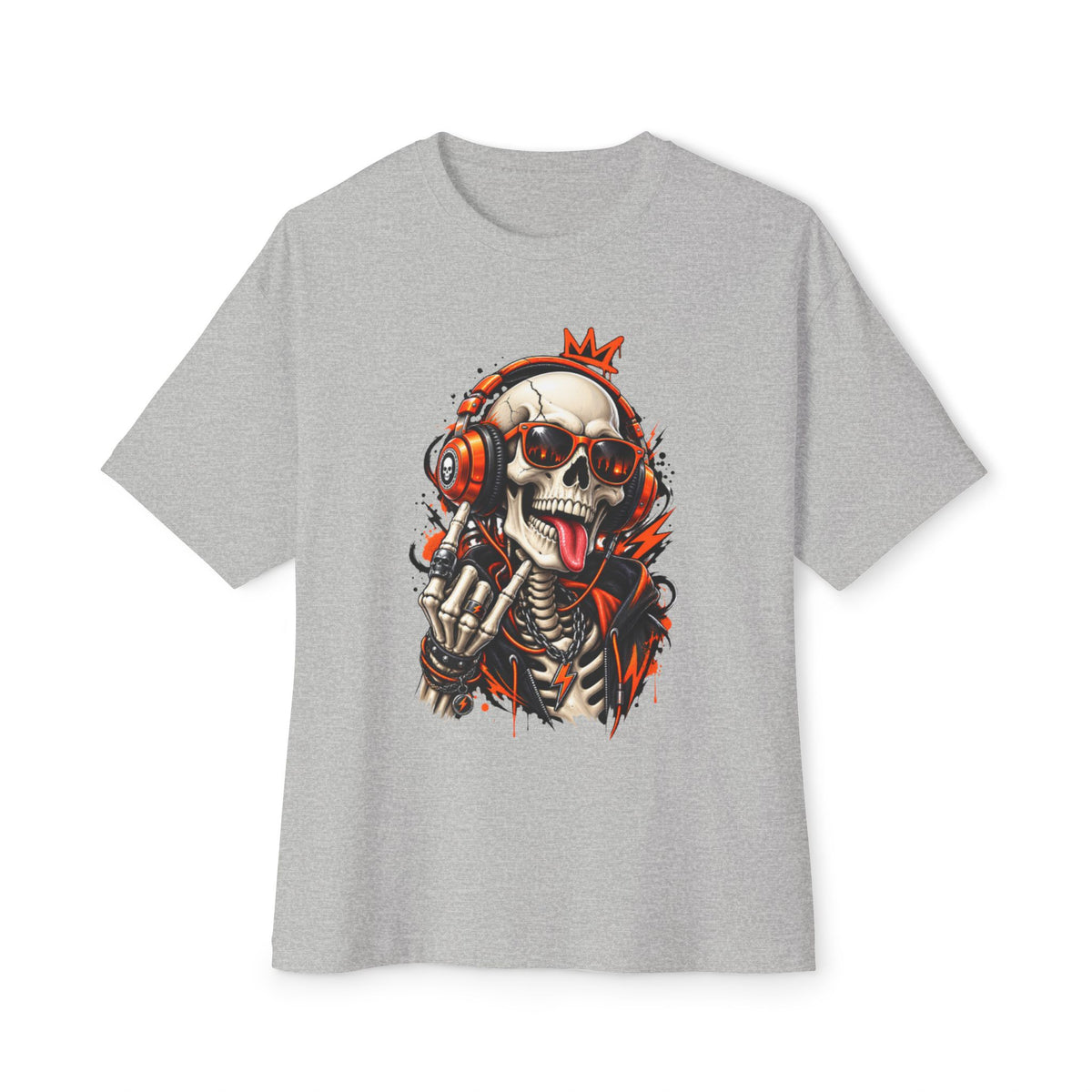 Neon Skull DJ Unisex Oversized Boxy Tee image 45