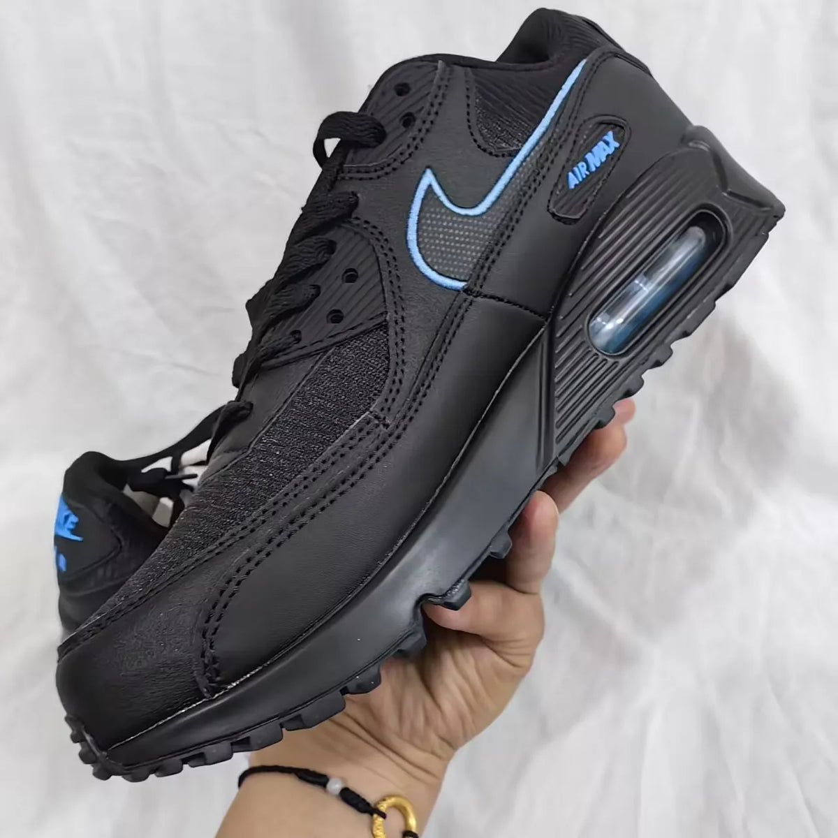 AM 90 Black University Blue Shoes Sneakers – nk0004388 image 9