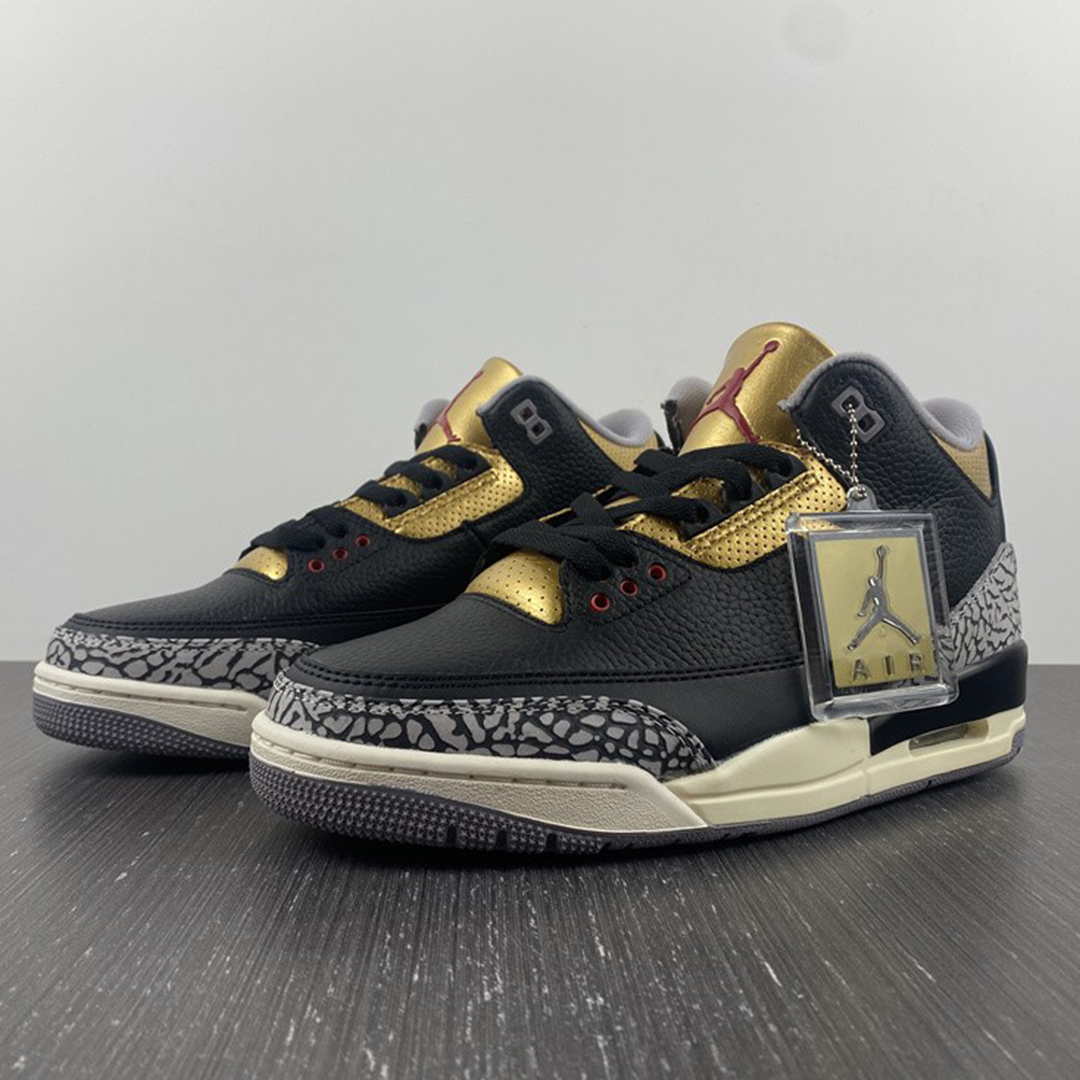 AJ 3 Black Gold Shoes Sneakers - nk0002295 image 3