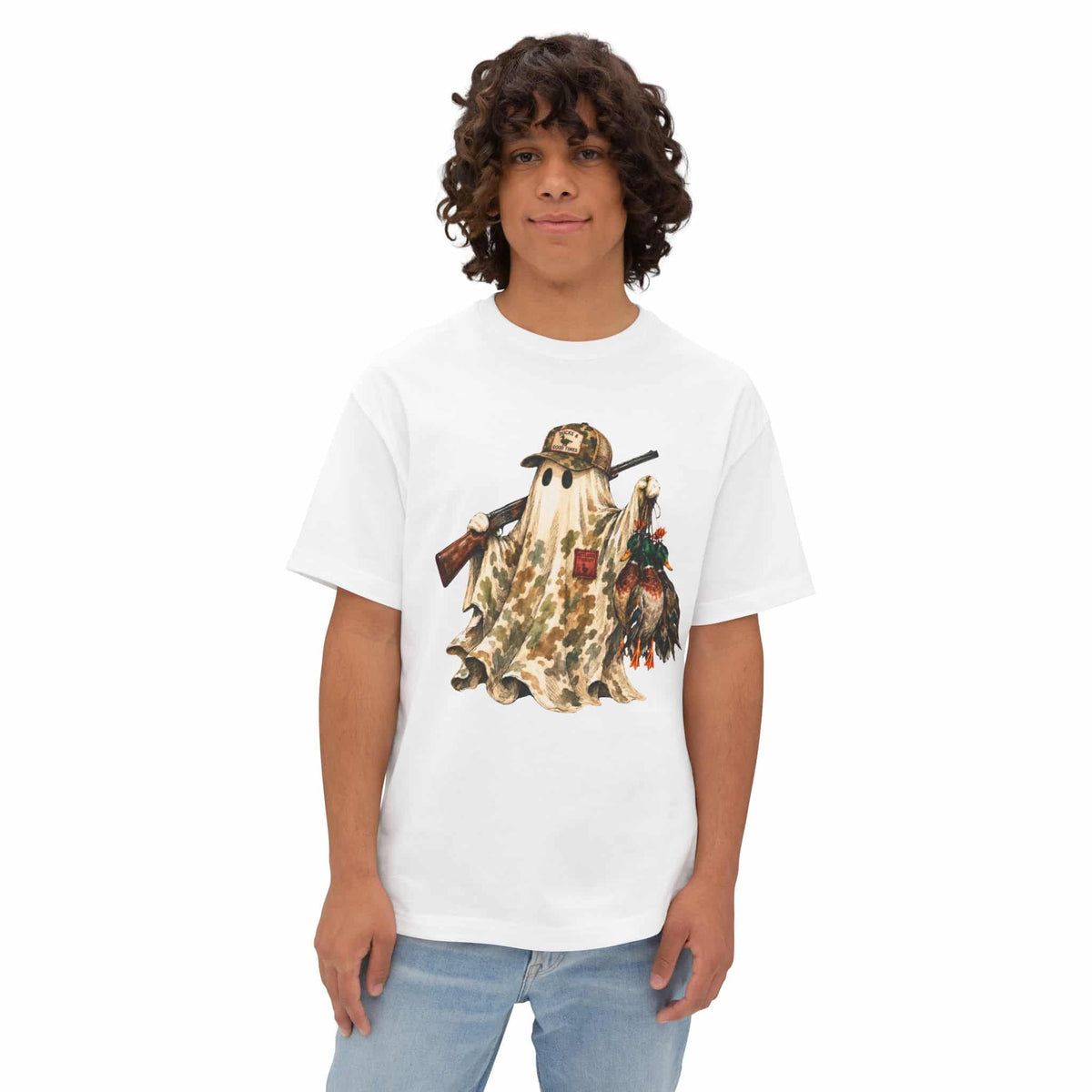 Hunting Season Spooky Camo Mallards Unisex Oversized Boxy Tee image 38