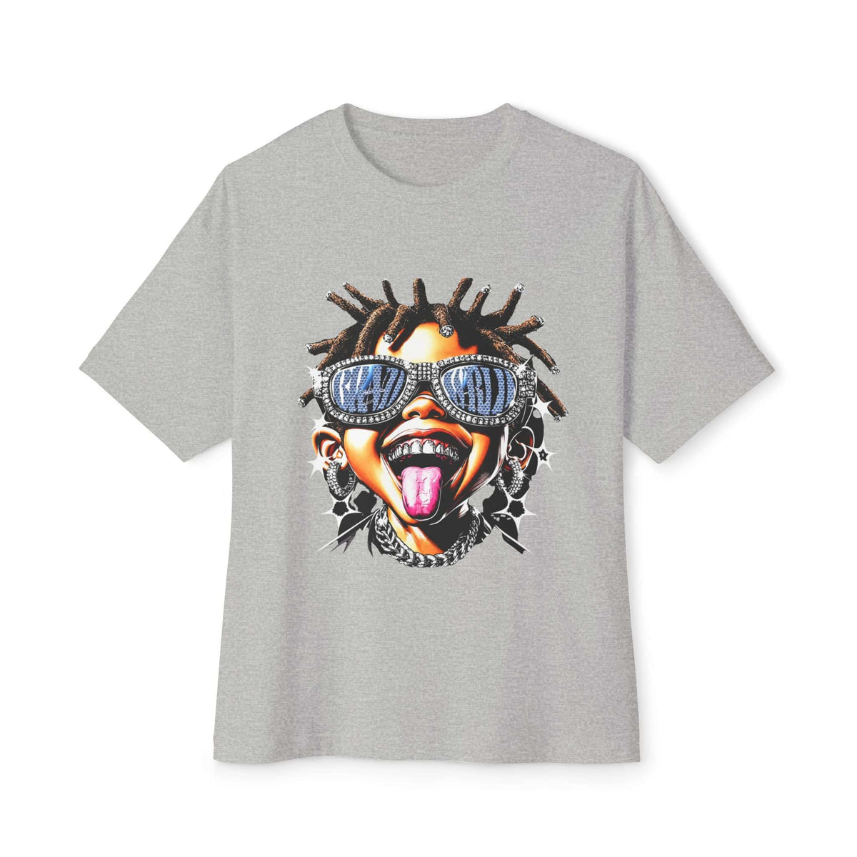 Diamond Drip Unisex Oversized Boxy Tee - Athletic Heather, S image