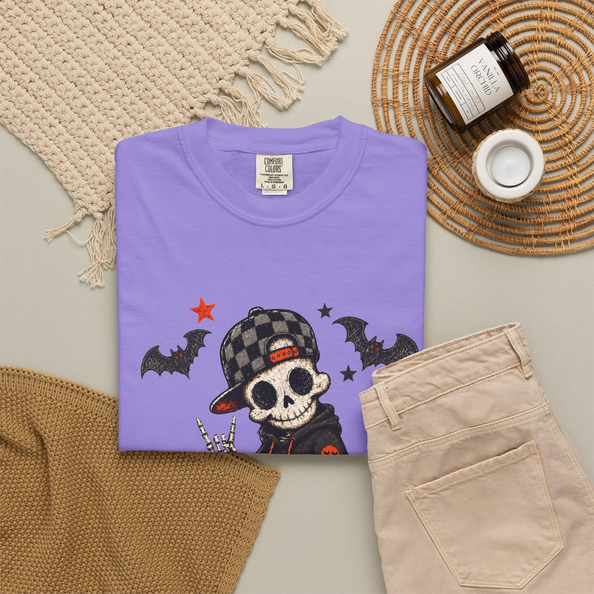 Boy Skeleton Halloween Unisex Garment-Dyed T-shirt image 52