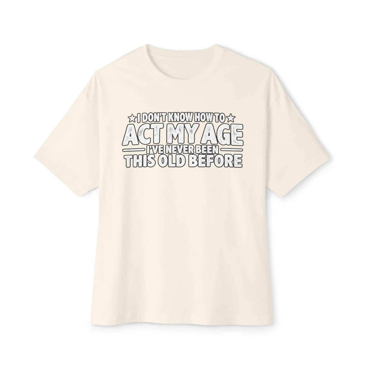 Graphic Print Unisex Oversized Boxy Tee - POD0034 - Natural, M image