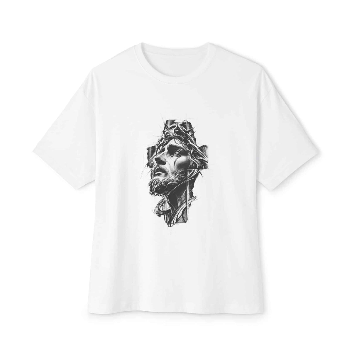 Crown of Faith 2 Unisex Oversized Boxy Tee - White, XS image