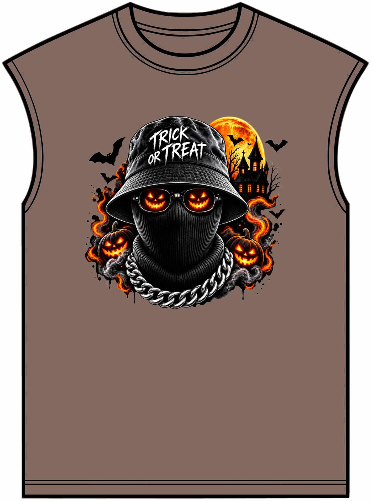 Spooky Streetwear Masked Unisex Garment-Dyed Muscle Tee image