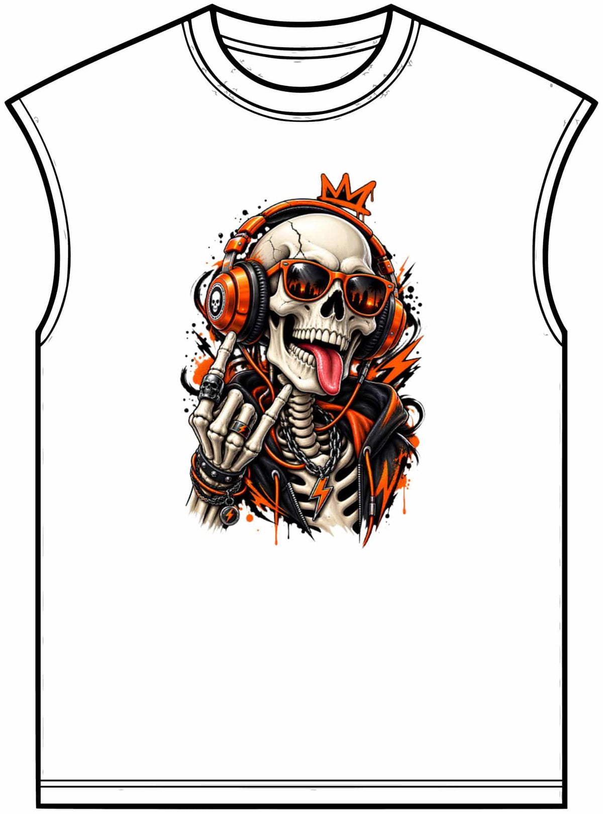 Neon Skull DJ Unisex Garment-Dyed Muscle Tee image