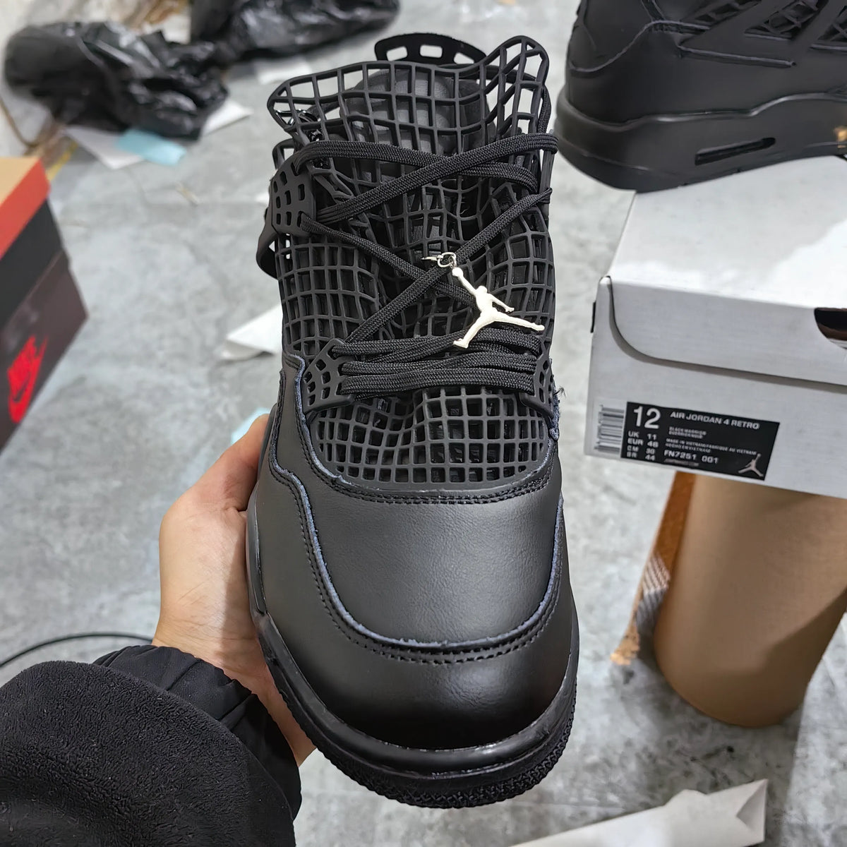[Premium] AJ 4 NET Black Shoes Sneakers - nk0004084 image 9