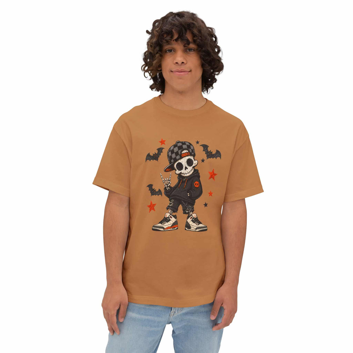 Boy Skeleton Halloween Unisex Oversized Boxy Tee image 14