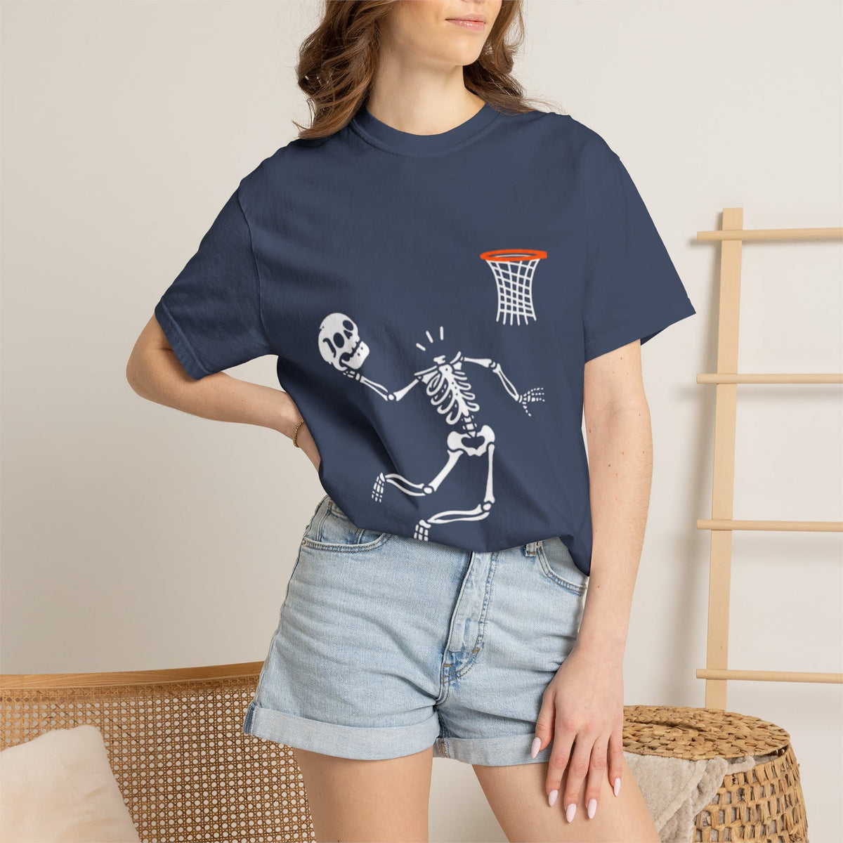 Halloween Basketball Skeleton Unisex Garment-Dyed T-shirt image 104