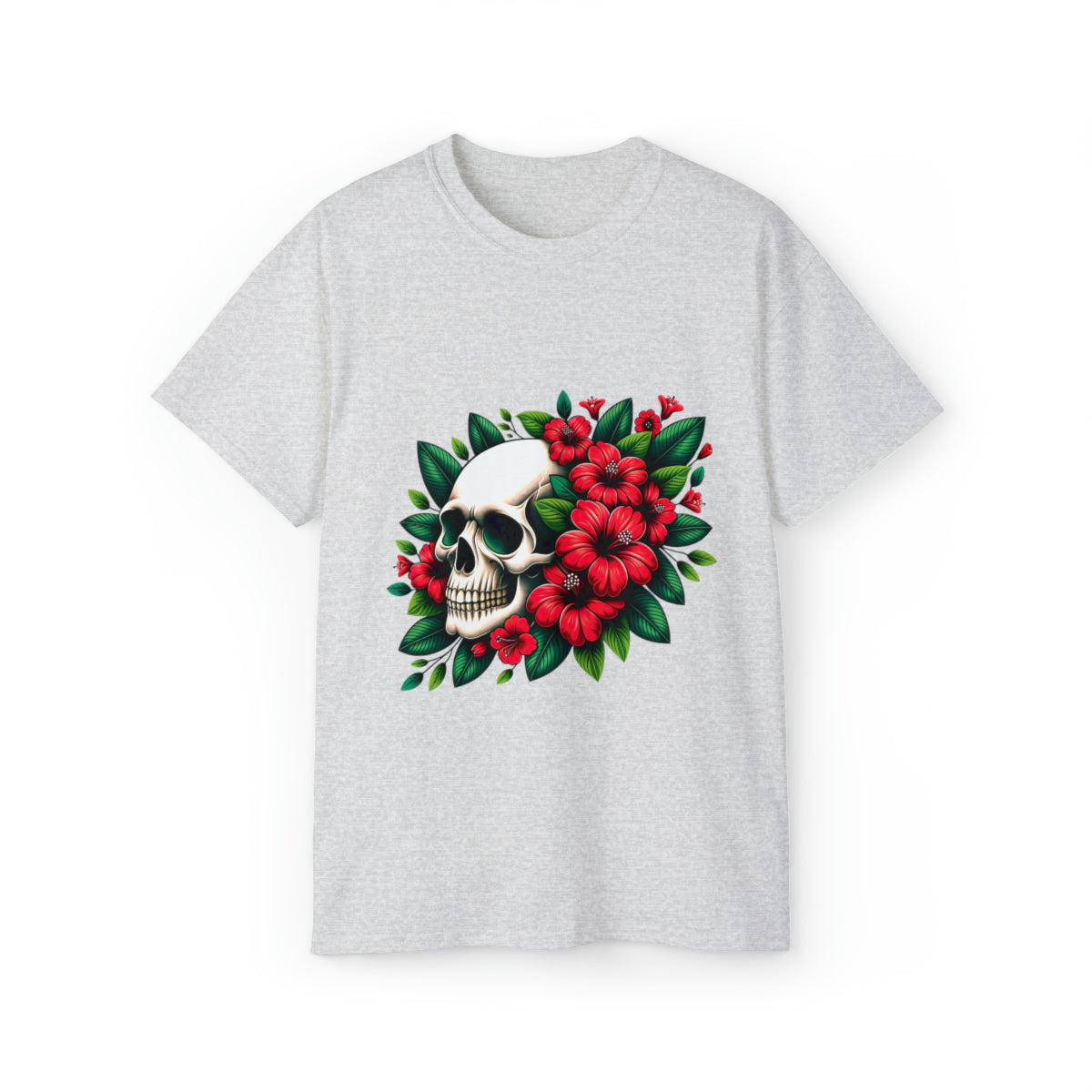 Flower Skull T-Shirt - Ash, 3XL image