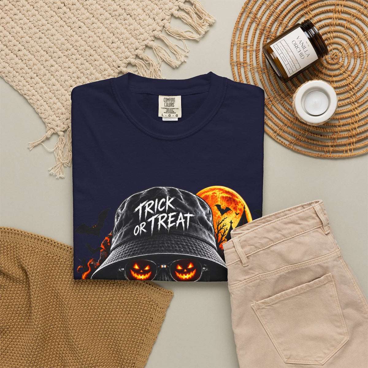 Spooky Streetwear Masked Unisex Garment-Dyed T-shirt image 69