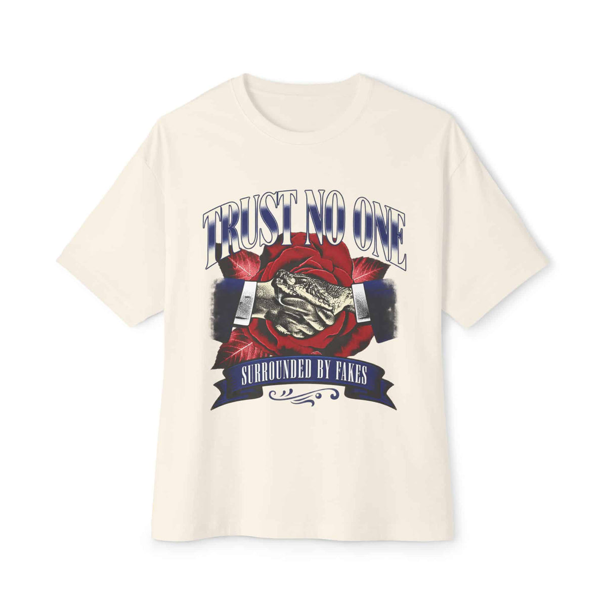 Graphic Print Unisex Oversized Boxy Tee - POD0037 - Natural, 2XL image